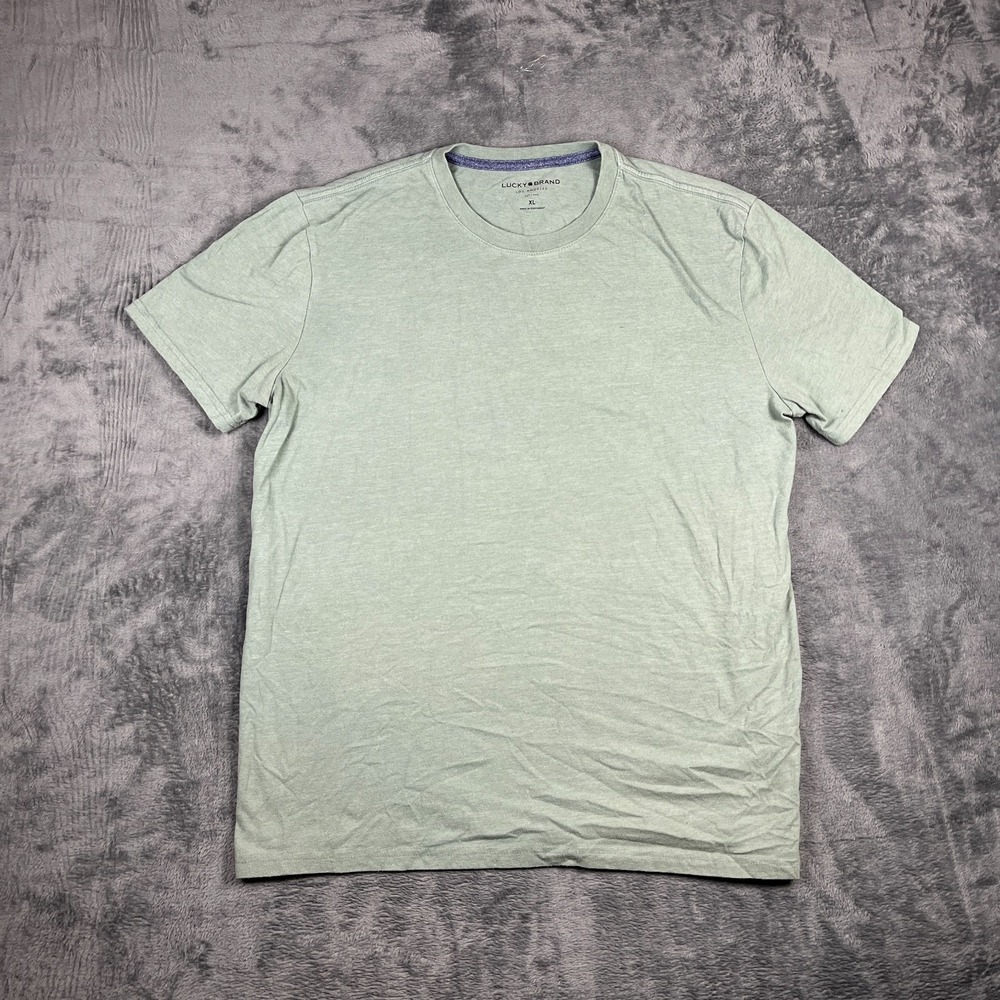 Lucky Brand T Shirt Men XL Light Green Heathered Short Sleeve Crew Neck Pullover